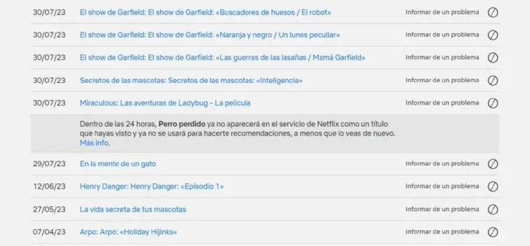 Ocultar historial de Netflix (Captura de pantalla)