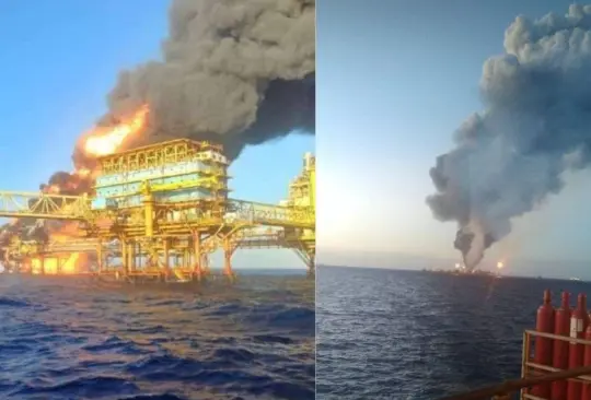 Registran fuerte incendio en plataforma de Pemex en Campeche, hay trabajadores desaparecidos. Registran fuerte incendio en plataforma de Pemex en Campeche, hay trabajadores desaparecidos.