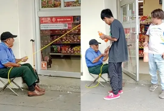 VIDEO: abuelito emprendedor abre la puerta del Oxxo para salir adelante. 