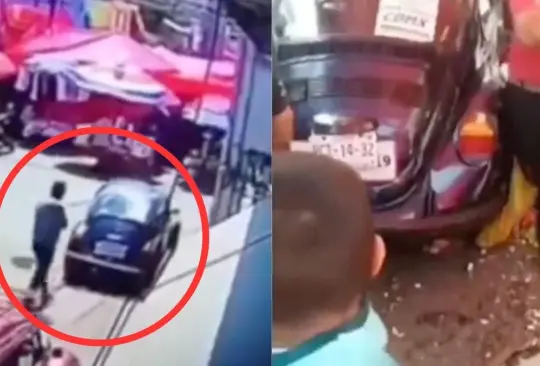 VIDEO: Adolescente conduce vocho y se mete a tianguis. 