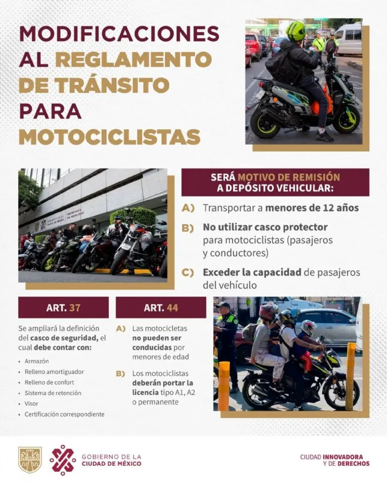 Cambios para motos en el Reglamento de Tránsito. Foto: Gobierno CDMX