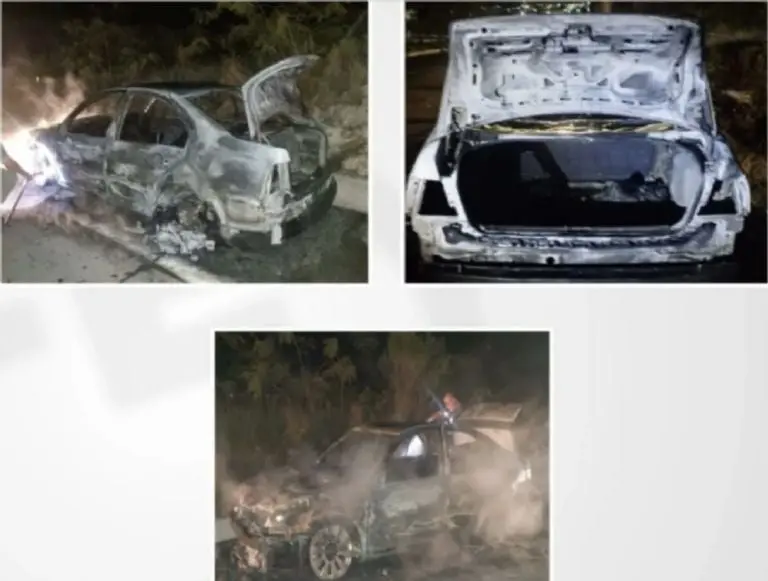 Encuentran segundo auto incendiado con jóvenes desaparecidos en Jalisco. Foto: Fiscalía Jalisco