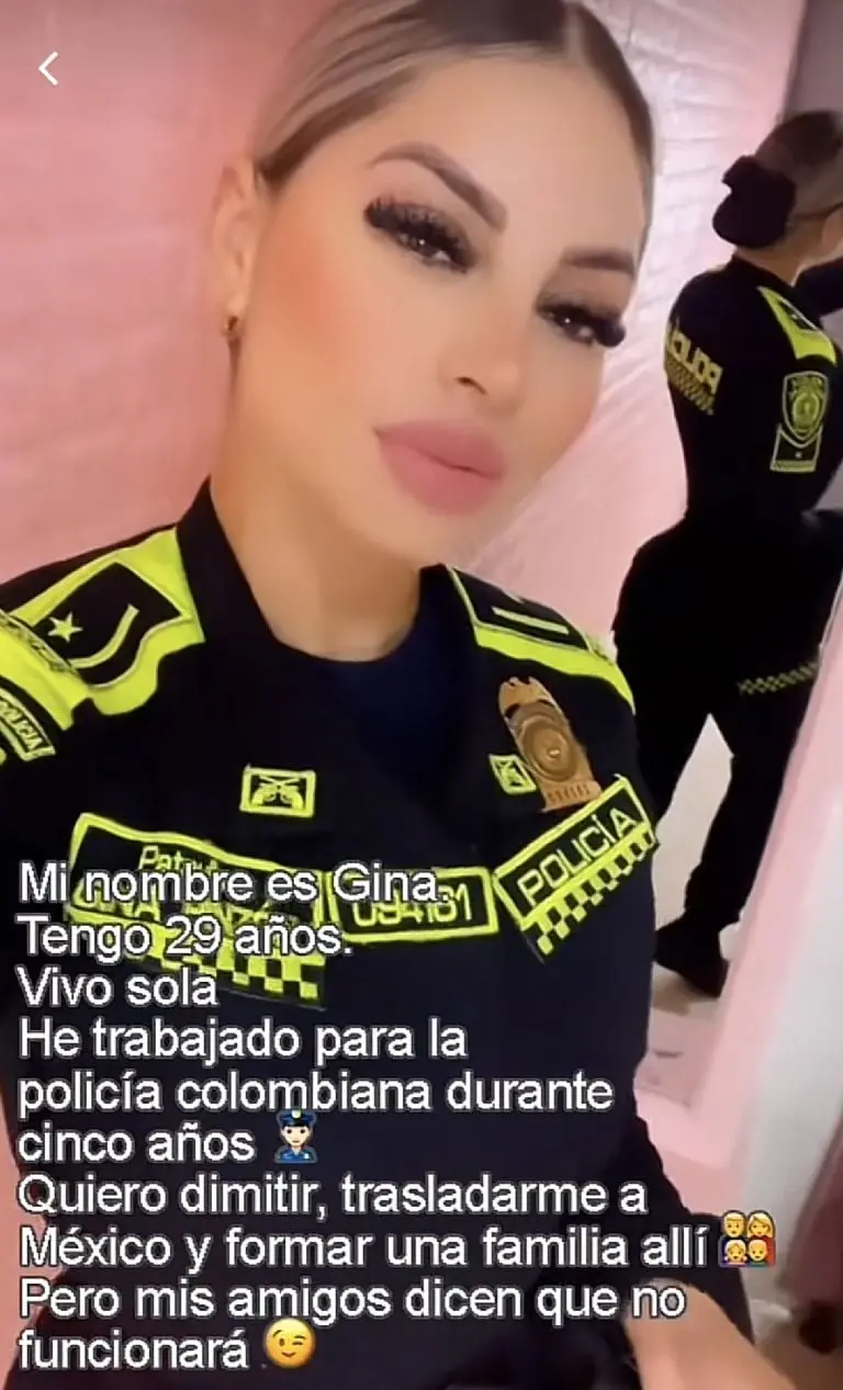 Linda policía colombiana desea dimitir y venir a México para formar una familia Créditos: TikTok?