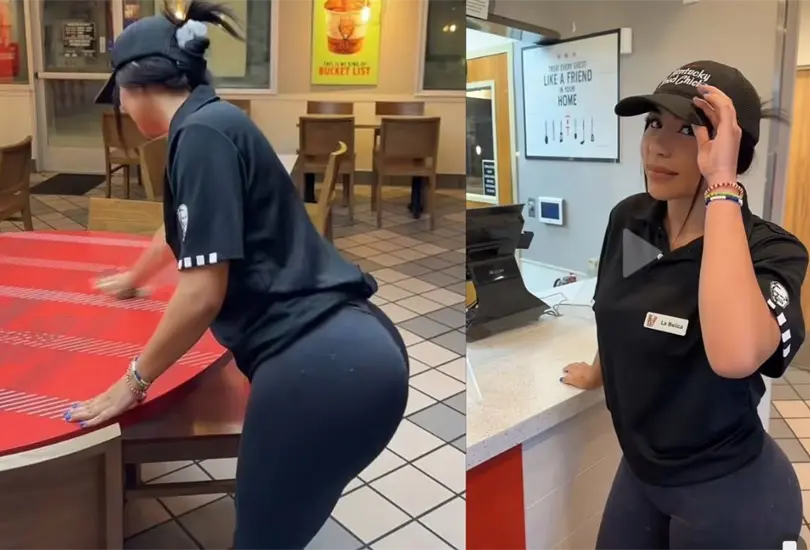 La joven de KFC ha conquistado los corazones de cientos de clientes quienes se dicen, corren a formarse para comprar comida con ella