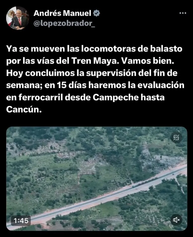 ¿Cuándo hará su primer viaje el Tren Maya? AMLO revela fecha Créditos: Tren Maya