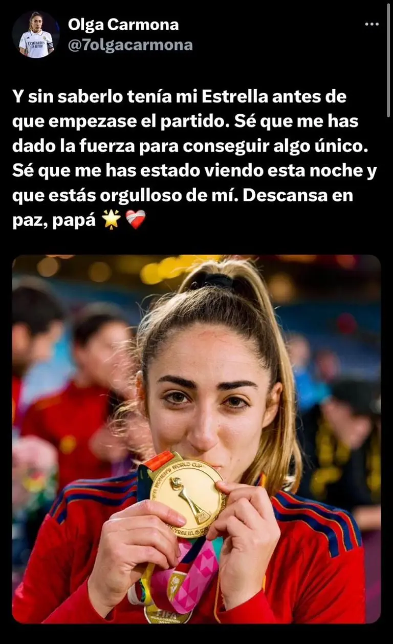 Olga Carmona disputó la final sin saber que su padre había muerto. Foto: Especial