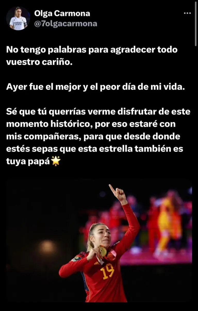 Olga Carmona disputó la final sin saber que su padre había muerto. Foto: Especial