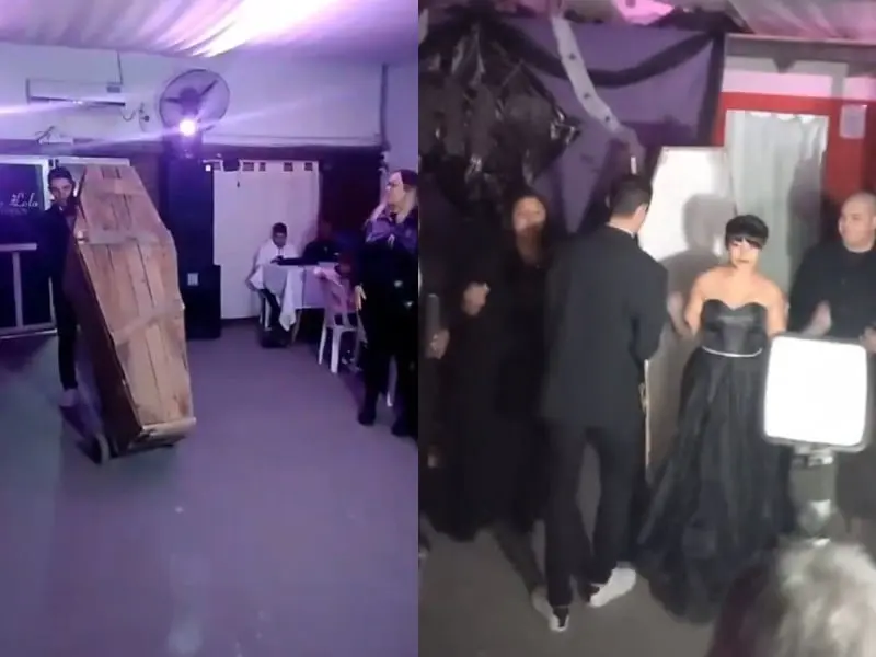Joven festeja sus XV años con entrada en ataúd. Joven festeja sus XV años con entrada en ataúd.