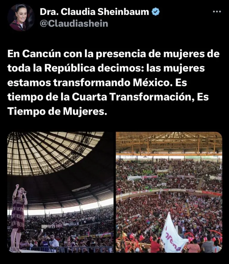 La transformación se basa en los derechos de las mujeres: Sheinbaum Créditos: Twitter @Claudiashein