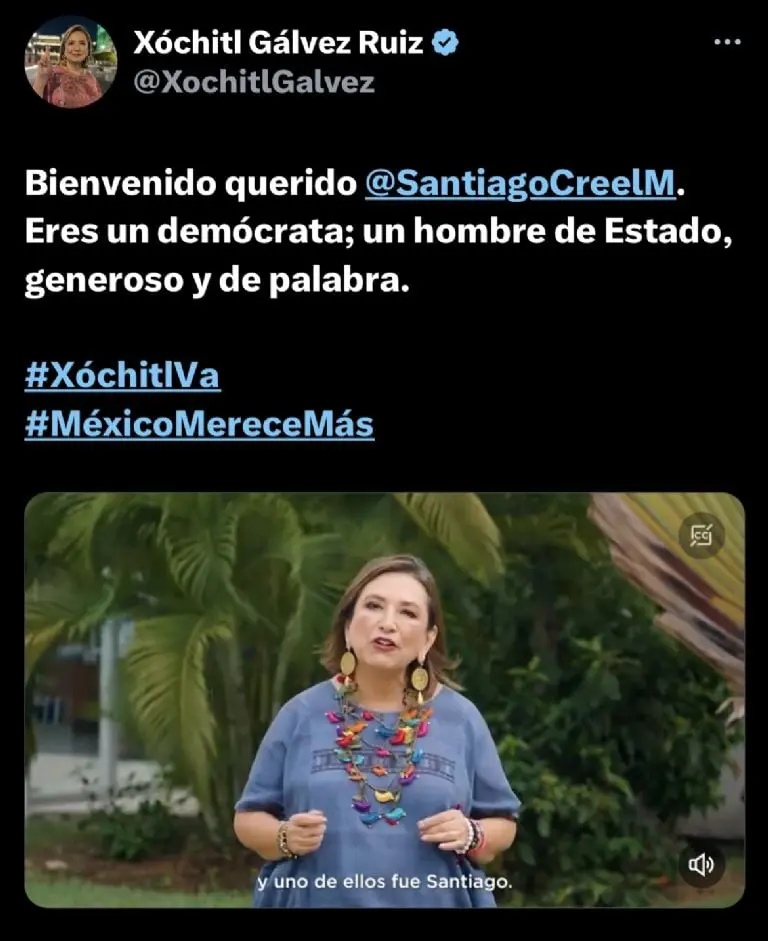 Creel acepta coordinar campaña de Xóchitl Gálvez: ´iremos juntos´ Créditos: Twitter