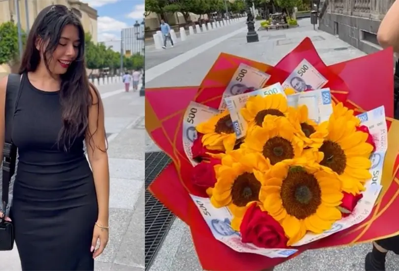 VIDEO: Mujer se quita el vestido por un ramo de flores lleno de billetes. VIDEO: Mujer se quita el vestido por un ramo de flores lleno de billetes.