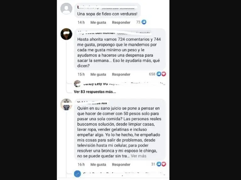 Mujer pide recetas para cocinar con 50 pesos. Foto: especial.