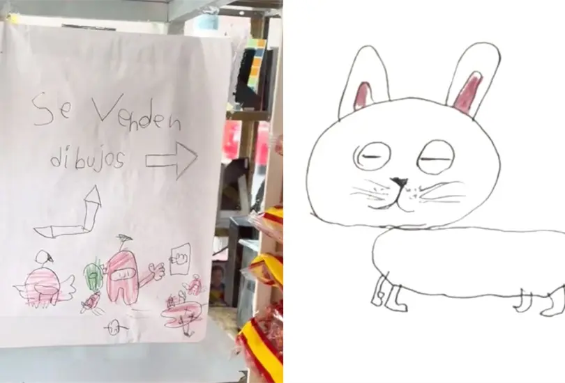 VIDEO: Padre vende los dibujos de su hija a dos pesos, joven los compra todos. 