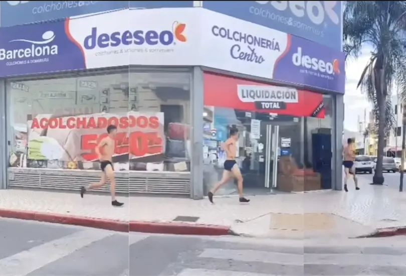 Hombre huye en ropa interior del esposo de su amante