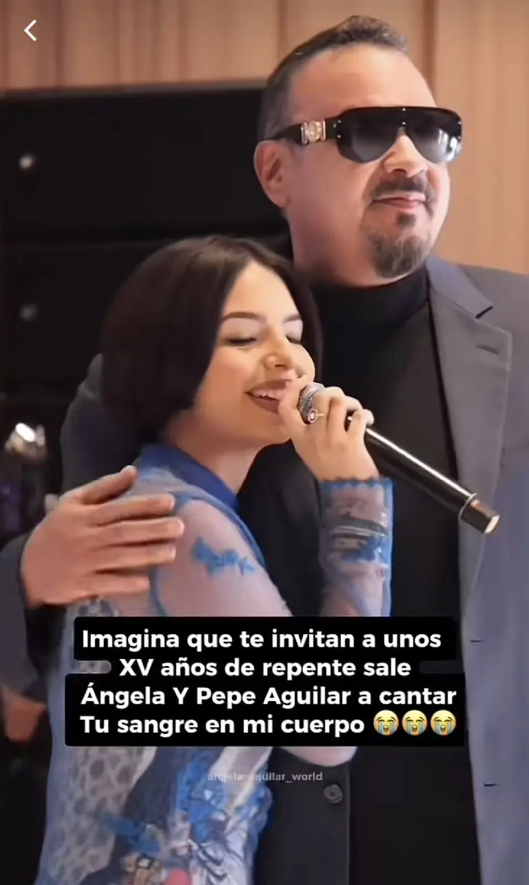 Ángela y Pepe Aguilar sorprenden al cantar en fiesta de XV años Créditos: Captura del video