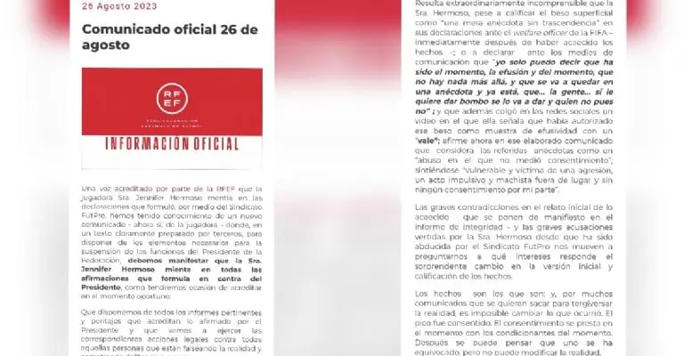 Comunicado eliminado por parte de la RFEF Créditos: Twitter
