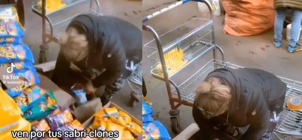 Mujer llena bolsas de Cheetos &acute;fake&acute;