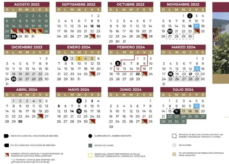 Calendario Escolar 2023-2024: Puentes, días festivos, juntas de Consejo Técnico y vacaciones. Foto: Especial