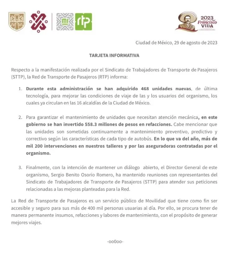 Protestan trabajadores de RTP en CDMX; está es la razón Créditos: X RTP