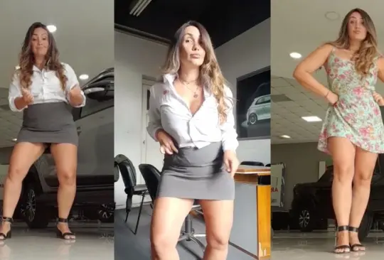 Hermosa vendedora de autos abre Tik Tok para atraer clientes. 