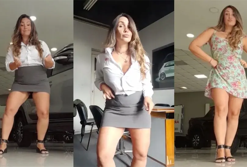 Hermosa vendedora de autos abre Tik Tok para atraer clientes. Hermosa vendedora de autos abre Tik Tok para atraer clientes.