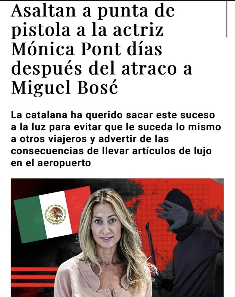 Actriz española Mónica Pont sufre violento asalto en CDMX, así lo relató. Foto: Instagram