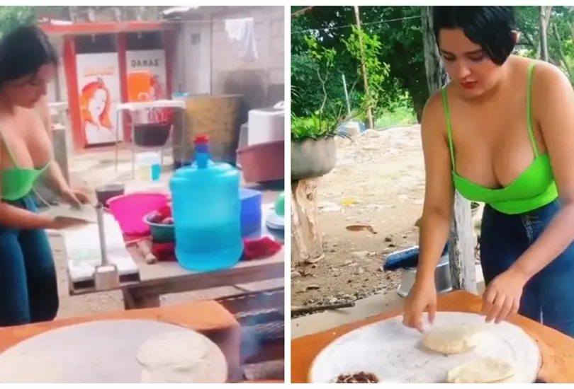 Joven hace tortillas a mano
