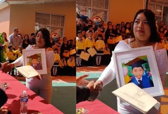 VIDEO: mamá lleva foto de su hijo fallecido a graduación de kínder. 