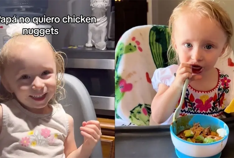 Ni&ntilde;a prefiere pozole a nuggtes de pollo