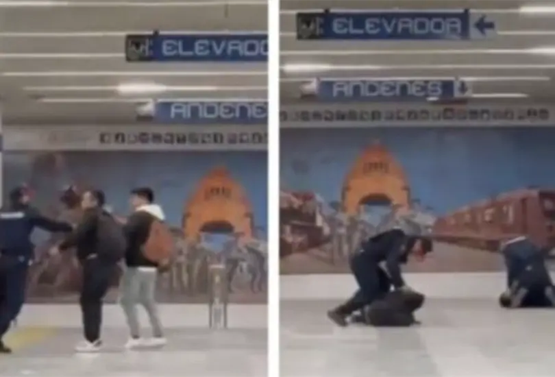 VIDEO: Polic&iacute;as pelean contra j&oacute;venes supuestamente borrachos en el Metro. 