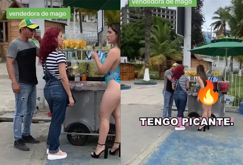 Una hermosa vendedora de mangos se hizo viral en redes sociales luego de que mostrara su atrevida forma de vender fruta Una hermosa vendedora de mangos se hizo viral en redes sociales luego de que mostrara su atrevida forma de vender fruta