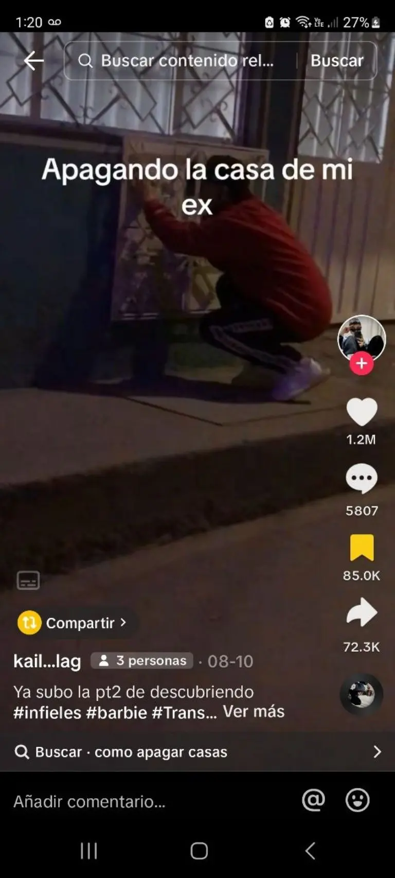 Joven apaga luz de su exnovia - Tomada de video