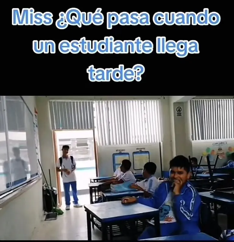 Maestra que recibe a sus alumnos al ritmo de Pimpinela se vuelve viral Créditos: Captura de video