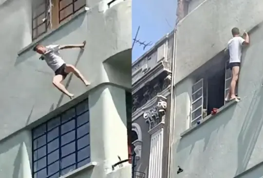 Hombre trata de salvarse del fuego y cae al vacío. Hombre trata de salvarse del fuego y cae al vacío.