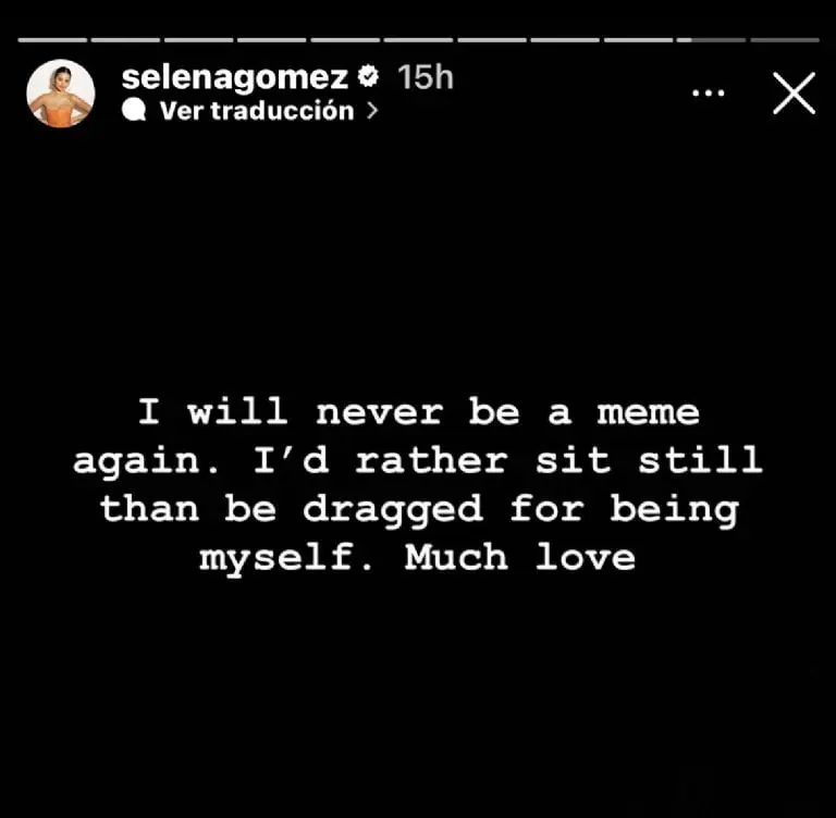 Selena Gomez pide que no la conviertan en meme por sus gestos en los VMAs Créditos: IG Selena Gomez