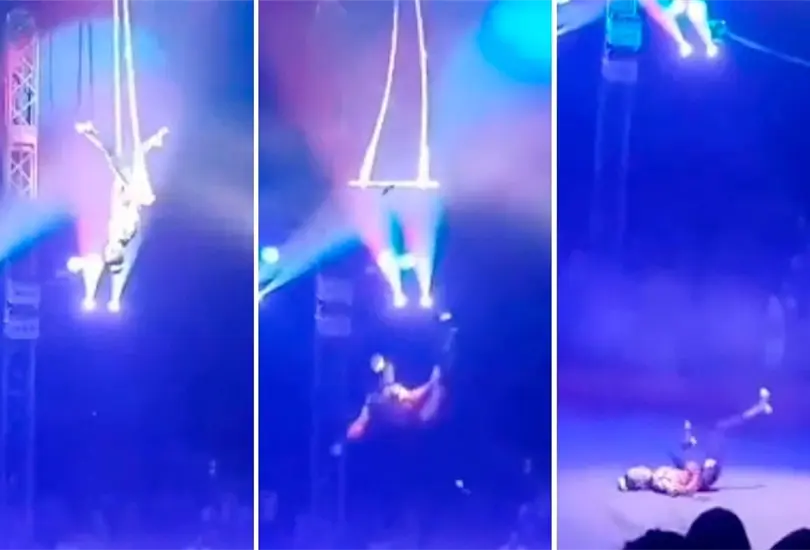 La trapecista rusa se impact&oacute; directamente en el suelo. 