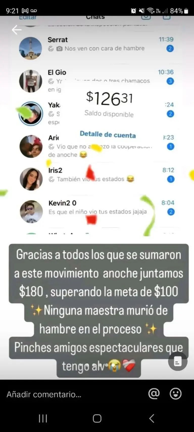 Maestra recibe dinero de sus amigos - Tomada de video