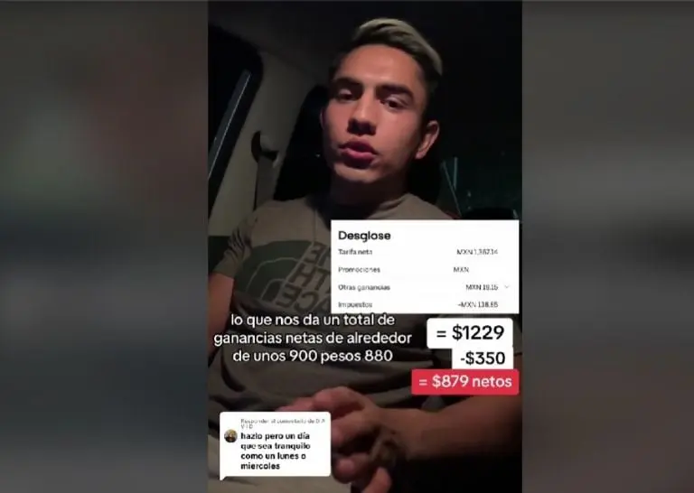 Conductor de Uber muestra sus ganancias (TikTok)