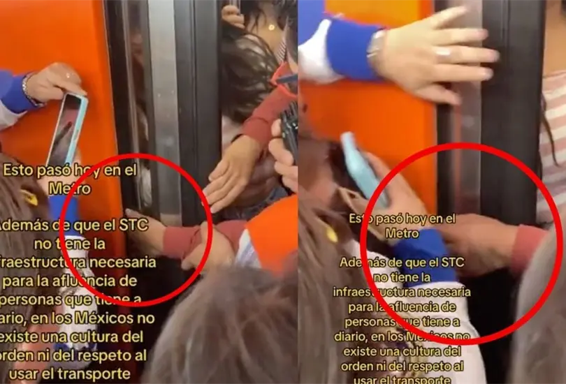 VIDEO: Mano de pasajera queda atorada en las puertas del Metro CDMX. 