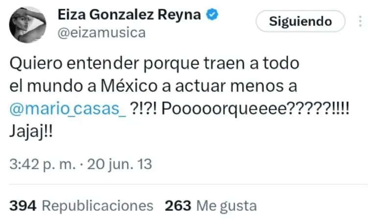 Eiza González habla de Mario Casas (TikTok)