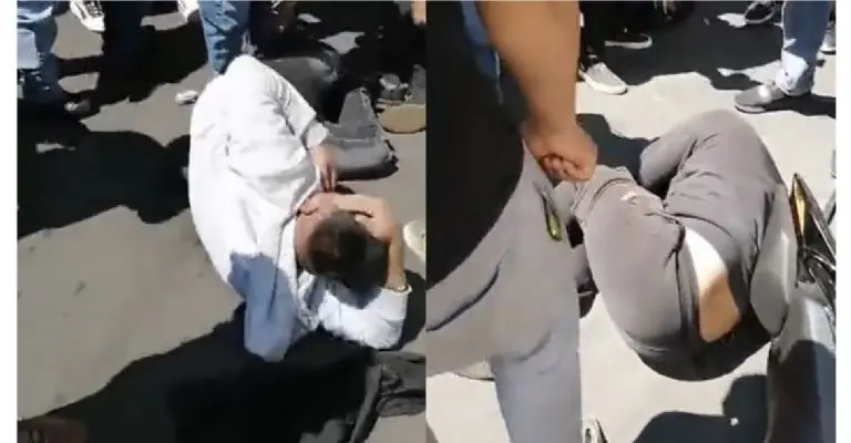 Filtran video de golpiza a asaltantes que atropellaron a policía en el centro de la CDMX Créditos: Captura de video