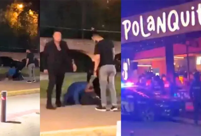 Cadeneros golpean a joven afuera del Bar Polanquito en Cholula, Puebla. Cadeneros golpean a joven afuera del Bar Polanquito en Cholula, Puebla.