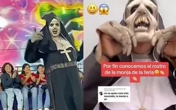As&iacute; luce la monja de la feria sin m&aacute;scara. 
