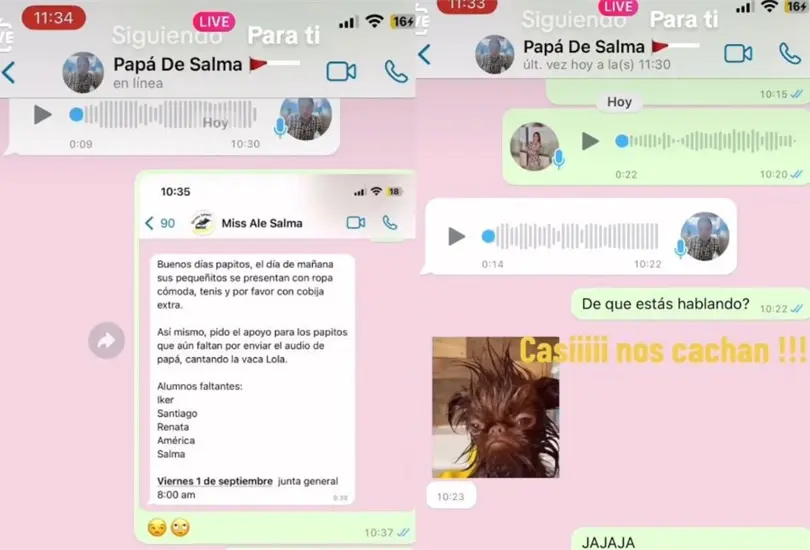 La madre de familia le envió un mensaje a su expareja diciéndole que la maestra solicitaba que todos los papás enviaran un audio cantando "La Vaca Lola" para sus hijos. La madre de familia le envió un mensaje a su expareja diciéndole que la maestra solicitaba que todos los papás enviaran un audio cantando "La Vaca Lola" para sus hijos.