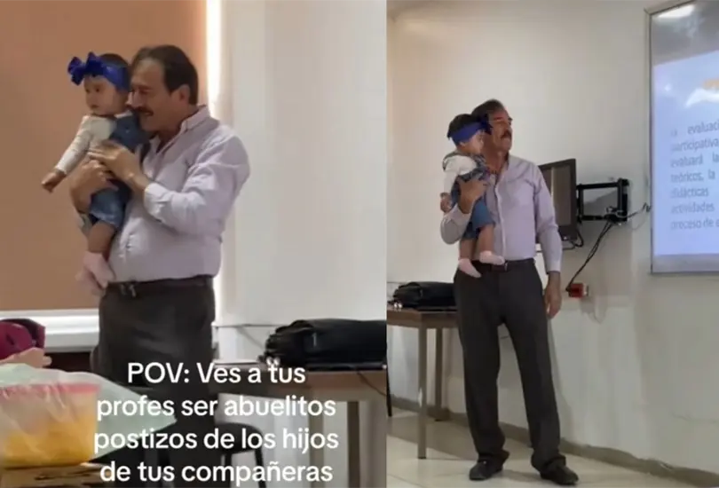 Maestro ayuda a alumna a cargar a su bebé y se hace viral en redes Maestro ayuda a alumna a cargar a su bebé y se hace viral en redes
