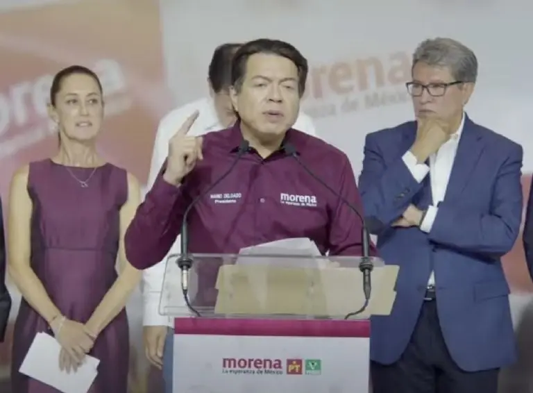 Mario Delgado durante su discurso en la Encuesta de Morena. Foto: Morena