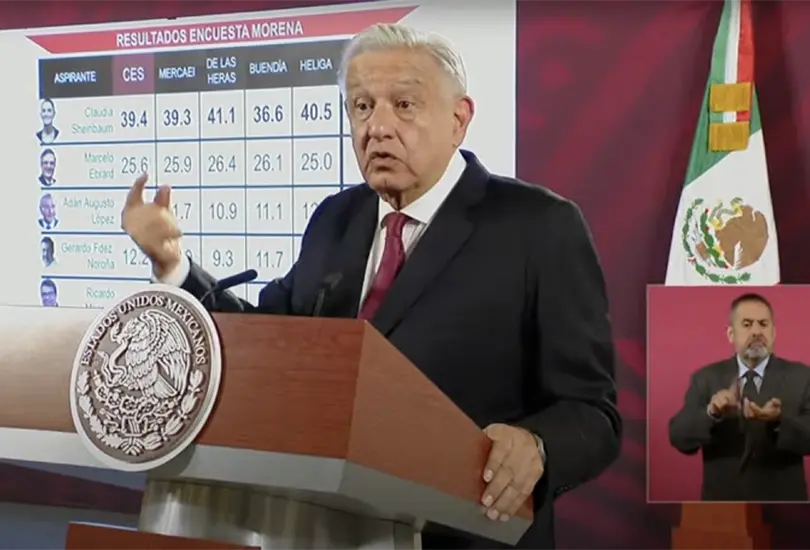 AMLO respalda a Sheinbaum y celebra que hubo democracia en la Encuesta de Morena. 