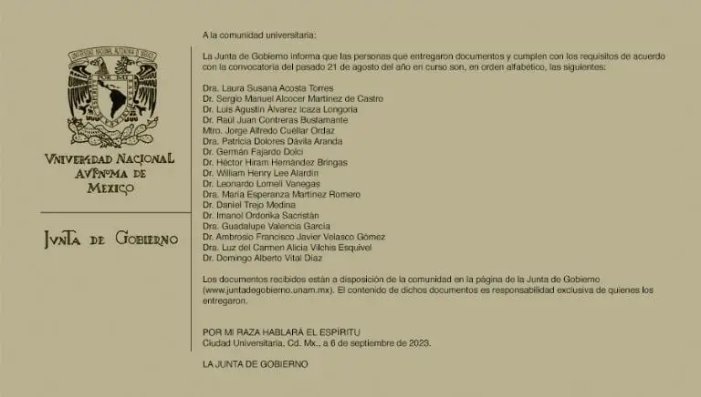 ¿Quiénes son los 17 candidatos a rector o rectora? Foto: UNAM