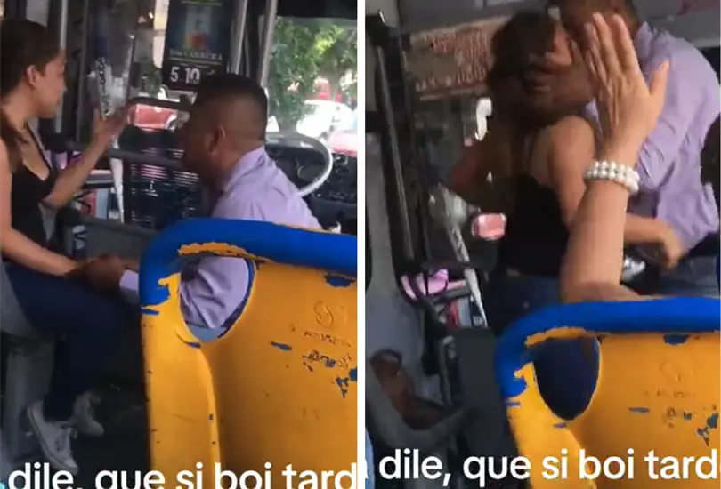 Chofer pider matrimonio a su novia en cami&oacute;n con pasajeros a bordo