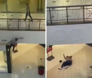 Ladrón salta de segundo piso de centro comercial y se rompe la pierna